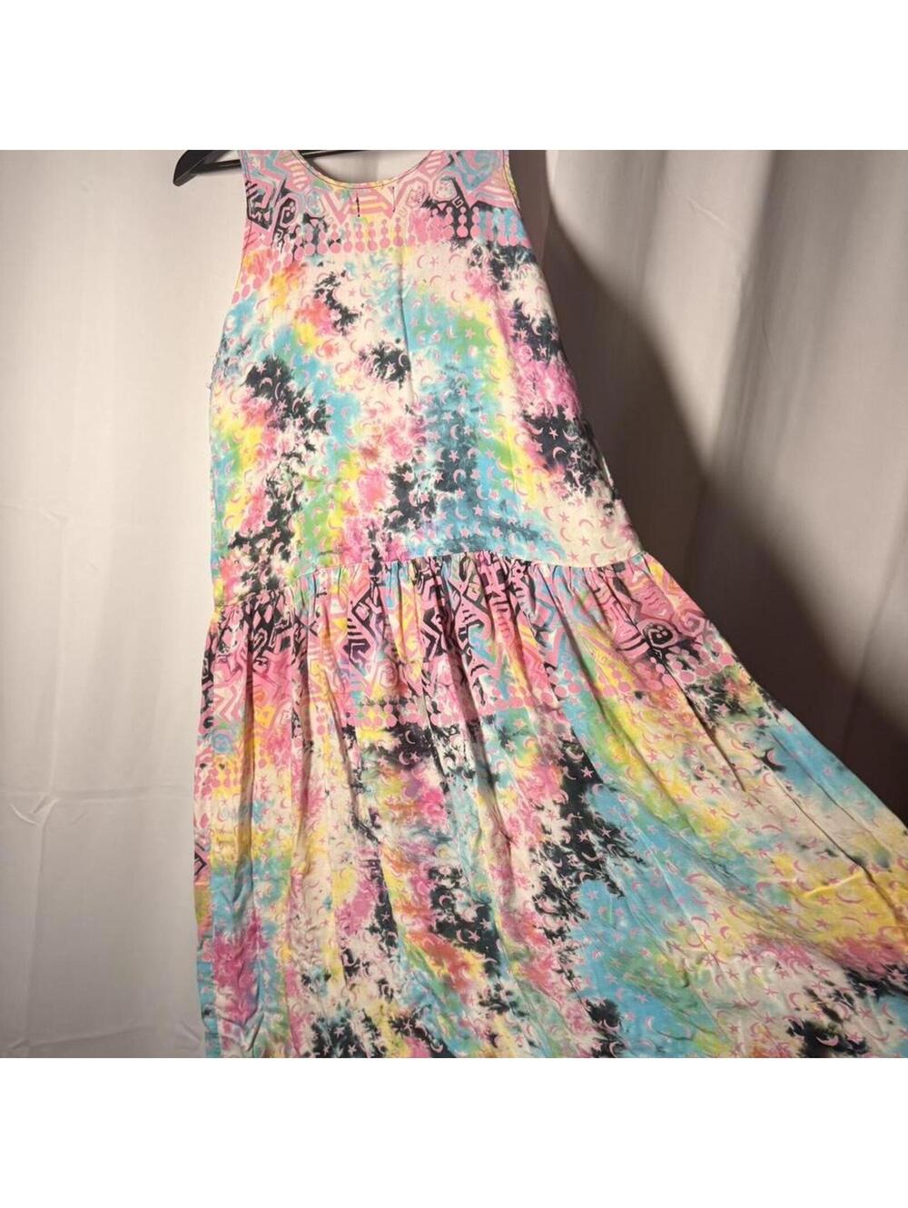 Vintage 90s Colorful Print Dress - Tie dye Retro Neon Party 80’s